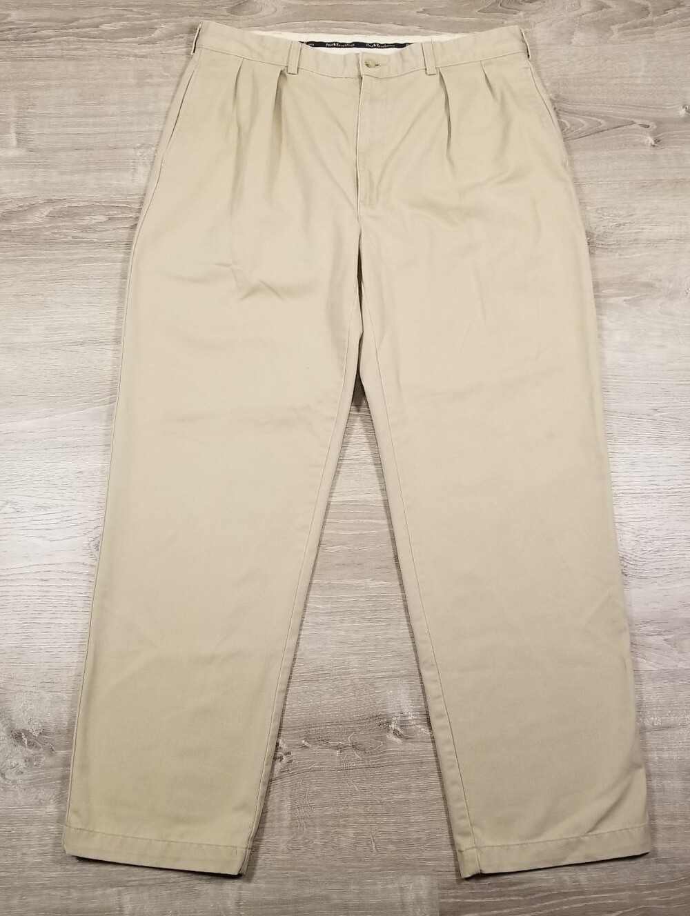 Vintage Polo Ralph Lauren Andrew Pant Mens 38x32 Tan Pleated Chino Cotton